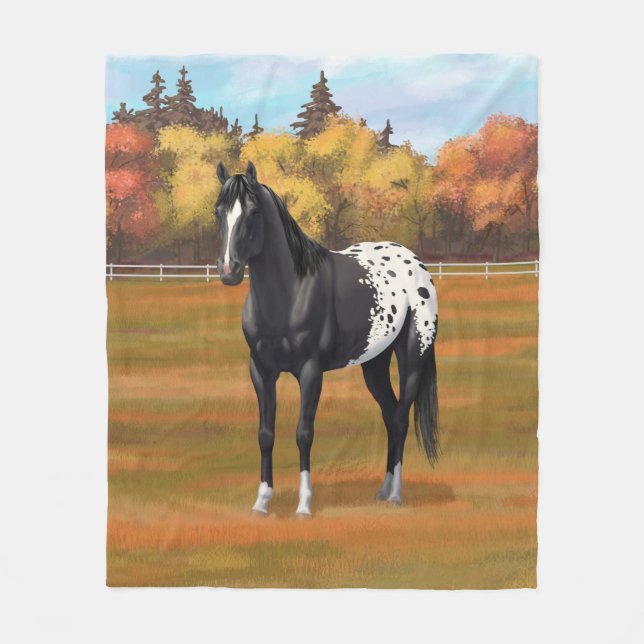 Couverture Polaire Beau Appaloosa Noir Quarter Horse Stallion (Devant)