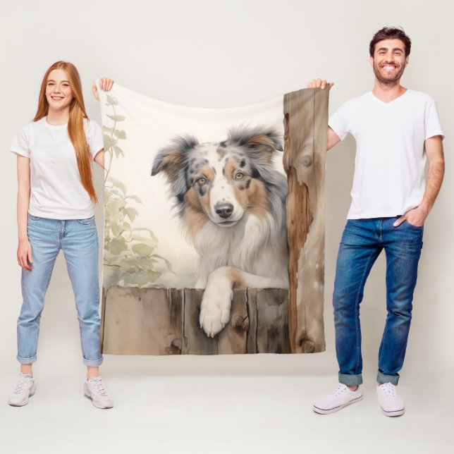 Couverture Polaire Beau bleu Merle Aussie (En situation)