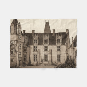 Couverture Polaire Beau Château français à Sepia Tones