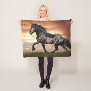 Couverture Polaire Beau Cheval Noir