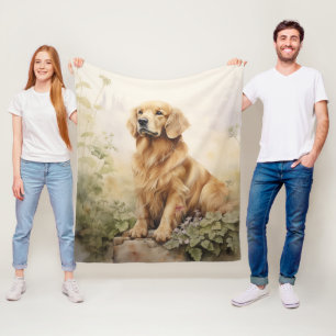 Couverture Polaire Beau Golden Retriever