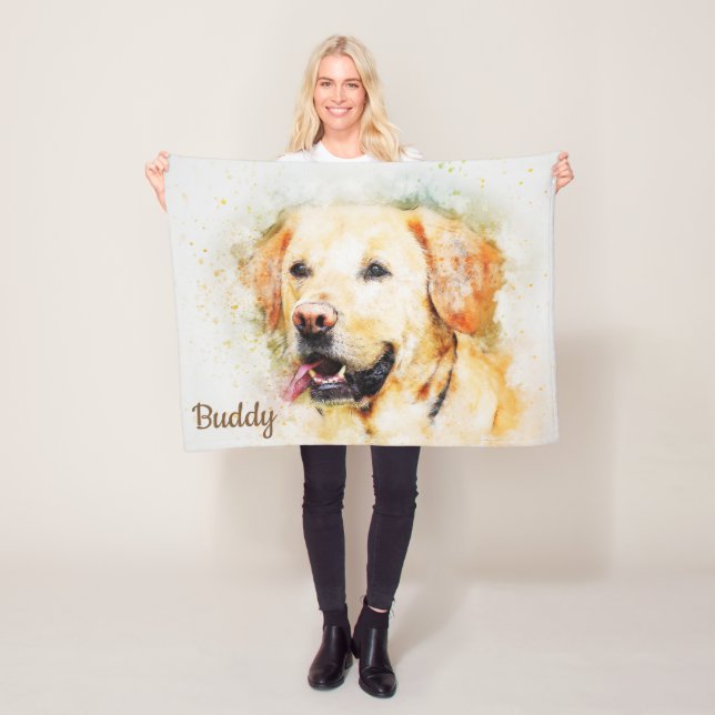 Couverture Polaire Beau Labrador jaune abstrait (En situation)
