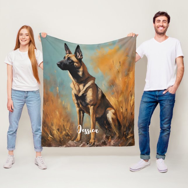 Couverture Polaire Beau Malinois allemand (En situation)