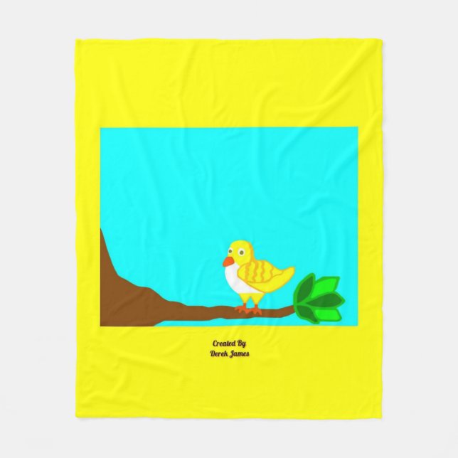 Couverture Polaire Beau Matin Oiseau Jaune Milieu Blanche-Toison (Devant)