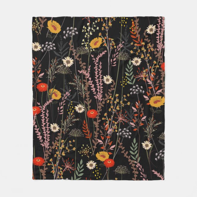 Couverture Polaire Beau motif de fleurs de prairie fleurie (Devant)