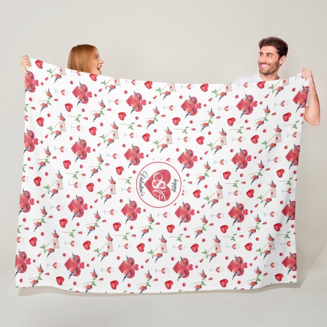 Couverture Polaire Beau Motif de la Saint Valentin | Monogramme (En situation)