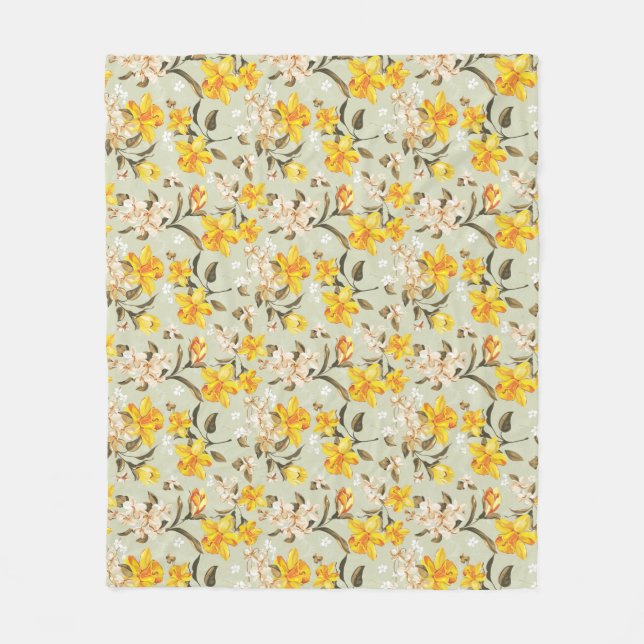 Couverture Polaire Beau motif floral lumineux élégant (Devant)