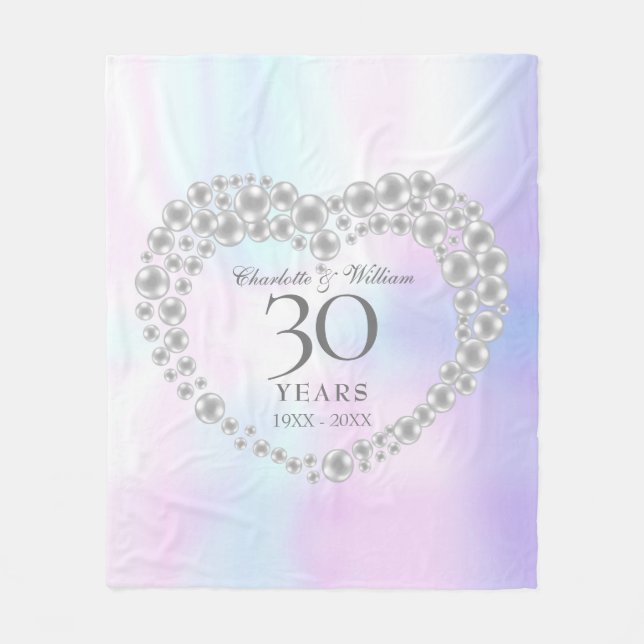 Couverture Polaire Beau Pearl Heart 30e anniversaire de Mariage (Devant)