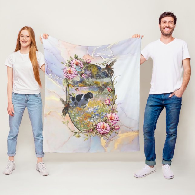 Couverture Polaire Beau pointeur avec faisans (En situation)