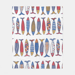 Couverture Polaire Beau poisson. Enfants arrière - plans. Motif sans 