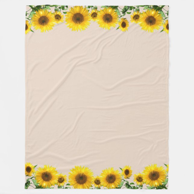 Couverture Polaire Beau tournesol jaune sur beige clair (Devant)