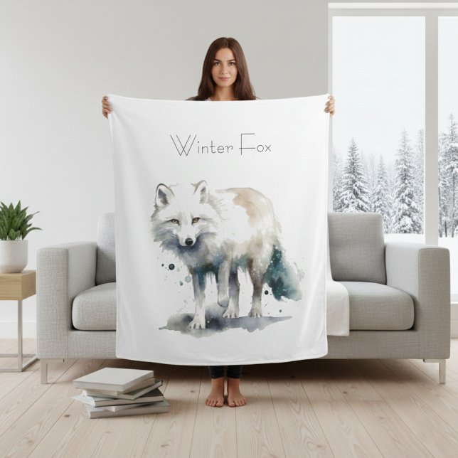 Couverture Polaire Beauté de l'Arctique : Coutume de Fox d'hiver (Créateur téléchargé)