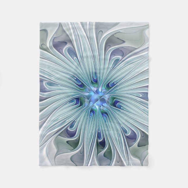 Couverture Polaire Beauté florale Abstraite moderne Blue Pastel Flowe (Devant)