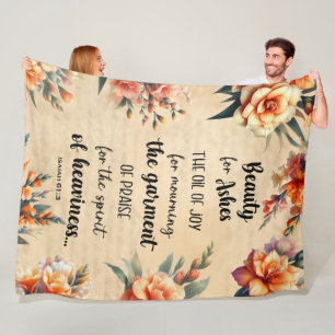 Couverture Polaire Beauté Pour Cendres, Ésaïe 63:1, Floral Chrétien