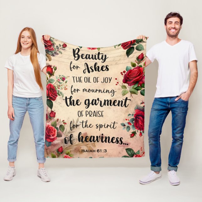 Couverture Polaire Beauté pour les cendres, Ésaïe 61:3, Verse de la B (En situation)