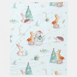 Couverture Polaire Beaux animaux de Noël motif