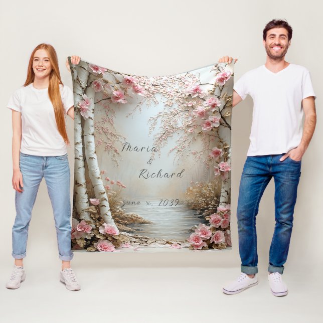 Couverture Polaire Beaux bouleaux rivière de campagne (En situation)