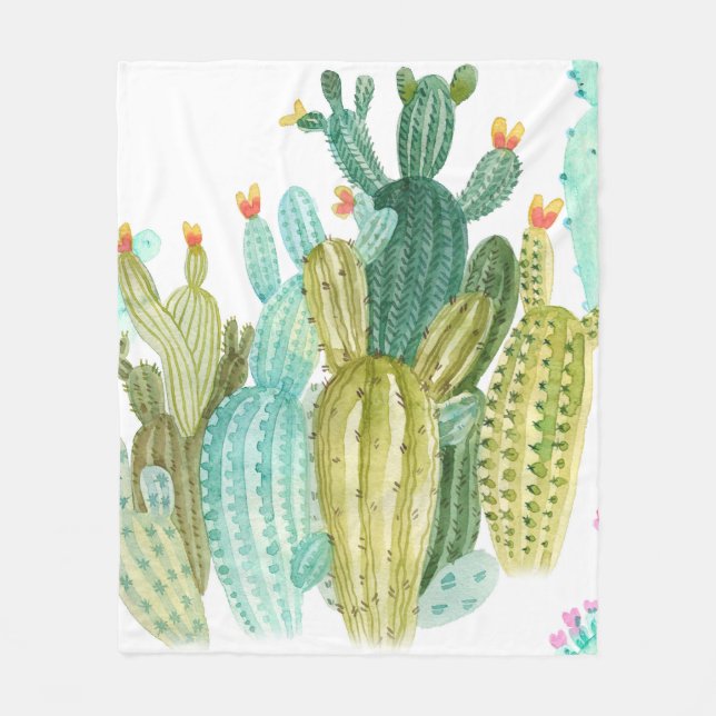 Couverture Polaire Beaux cactus vintages, succulents, cactus bloomi (Devant)