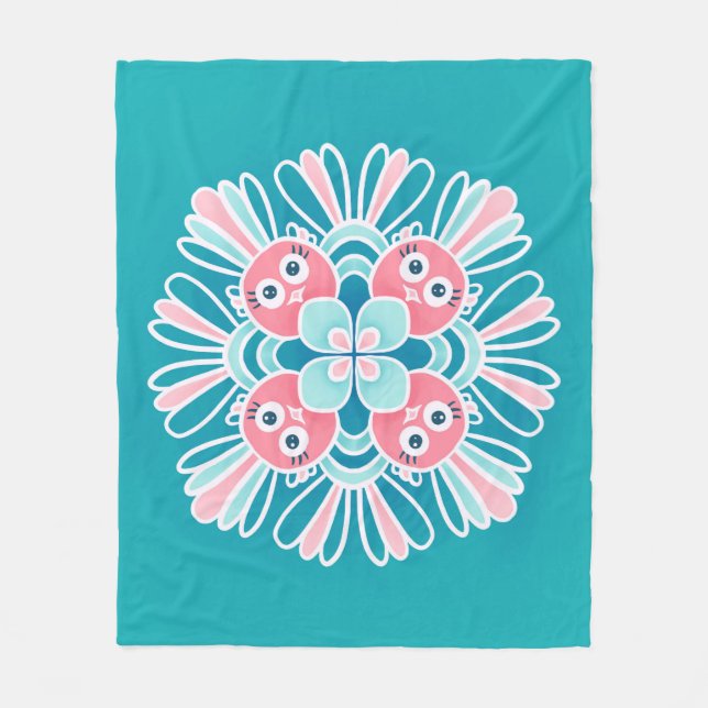 Couverture Polaire Beaux Oiseaux Fleurs Mandala Enfants (Devant)