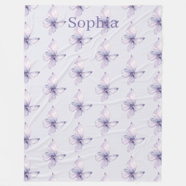 Couverture Polaire Beaux Papillons Violets Lavande Féminins (Devant)