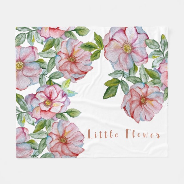 Couverture Polaire Beaux roses d'aquarelle réalistes. (Devant (Horizontal))