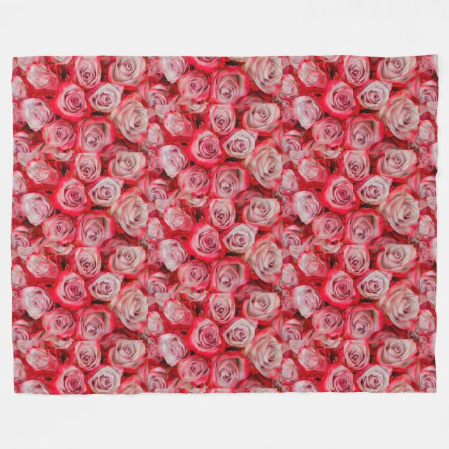 Couverture Polaire Beaux roses en bouquet rose et rouge (Devant (Horizontal))