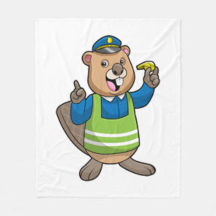 Couverture Polaire Beaver en tant qu'agent de police avec sifflet