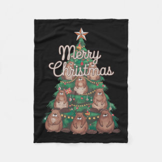 Couverture Polaire Beaver Xmas Tree Beaver Christmas Tree Joyeux Chri