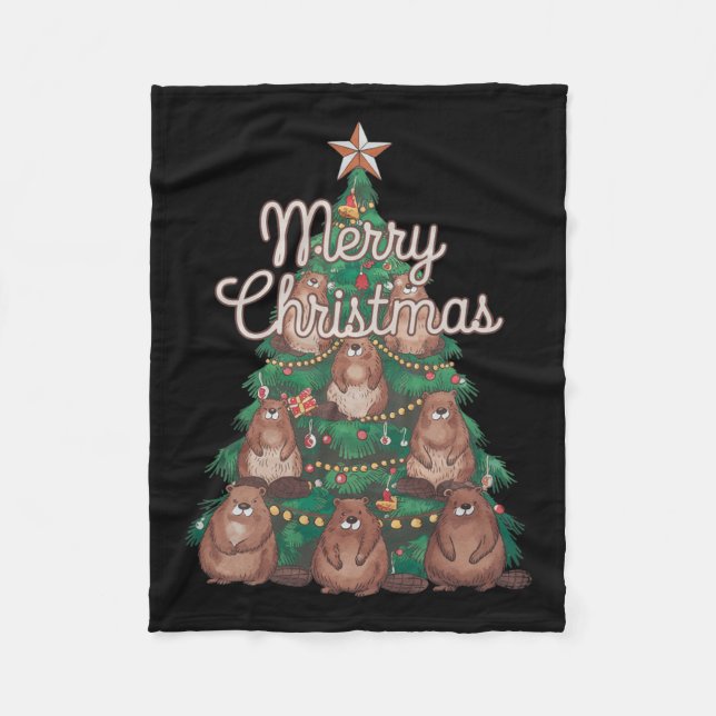 Couverture Polaire Beaver Xmas Tree Beaver Christmas Tree Joyeux Chri (Devant)