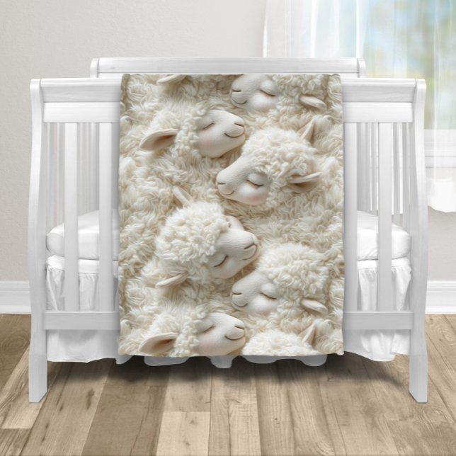 Couverture Polaire Bébé Agneau Doux  (Cute fluffy lamb neutral baby blanket. You can add a color to the back side.)