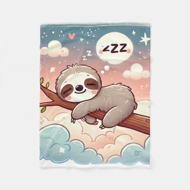 Couverture Polaire Bébé Animaux - Sleeping Sloth Nursery Wall Art (Devant)