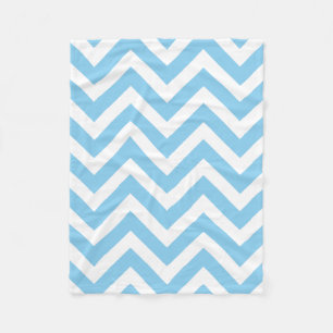 Couverture Polaire Bébé Bleu et Blanc Grand Taille Horizontal Chevron