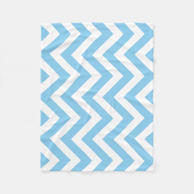 Couverture Polaire Bébé Bleu et Blanc Grand Taille Vertical Chevron (Devant)