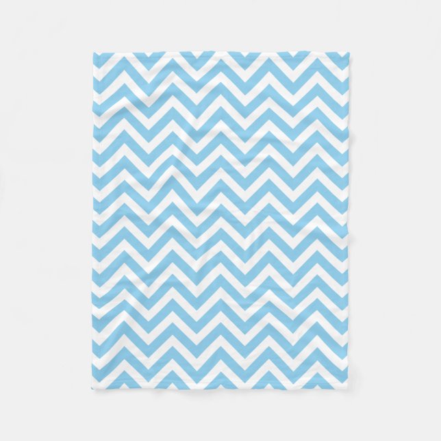 Couverture Polaire Bébé Bleu et Blanc Moyen Taille Horizontal Chevron (Devant)