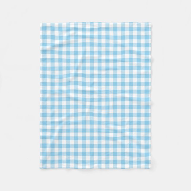Couverture Polaire Bébé Bleu et Blanc Taille moyenne En vichy Chèques (Devant)