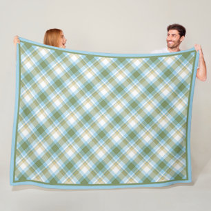 Couverture Polaire Bébé Bleu Olive Vert Tartan Plaid Motif