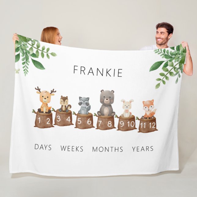 Couverture Polaire Bébé de bois Animaux Jalon (En situation)