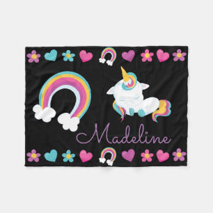 Couverture Polaire Bébé dormant personnalisé licorne et arc-en-ciel