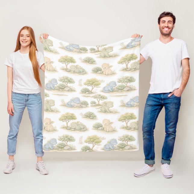 Couverture Polaire Bébé Dragon Mignon Motif Pastel de Forêt (1) (En situation)