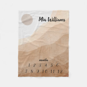 Couverture Polaire Bébé esthétique Beige Mensuel Milestone