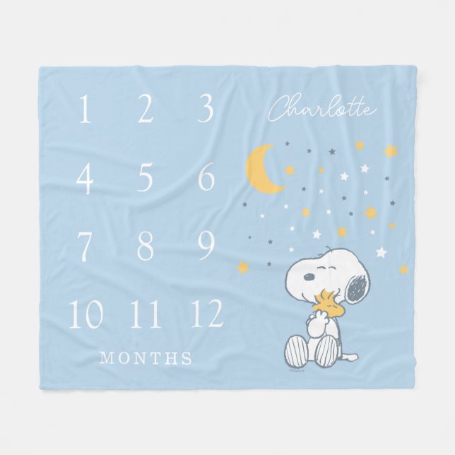 Couverture Polaire Bébé étapes mensuelles Peanuts Snoopy | (Devant (Horizontal))