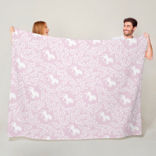 Couverture Polaire Bébé Fille Licorne Rose et Blanche Motif