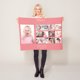 Couverture Polaire Bébé fille Première année Photo Collage 12 mois Ro