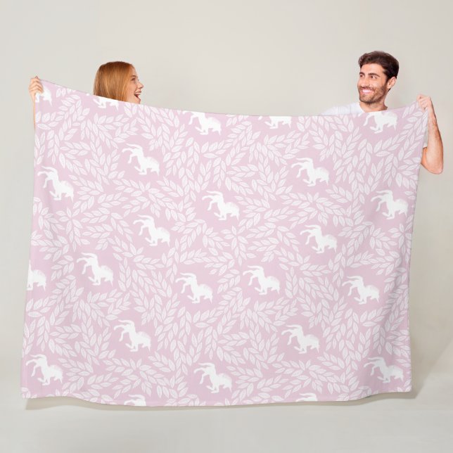 Couverture Polaire Bébé fille rose et blanc Unicorn Motif (En situation)