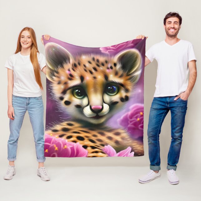 Couverture Polaire Bébé Guépard aux Yeux Rêveurs (En situation)