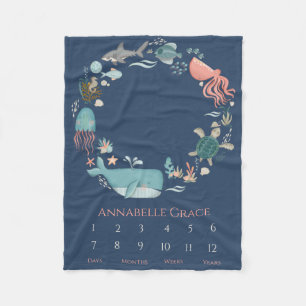 Couverture Polaire Bébé Jalon Ocean Animal Wreath