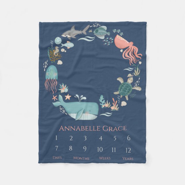 Couverture Polaire Bébé Jalon Ocean Animal Wreath (Devant)