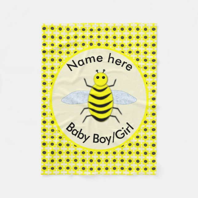 Couverture Polaire Bébé jaune mignon abeille Genre Révéler Neutre Per (Devant)