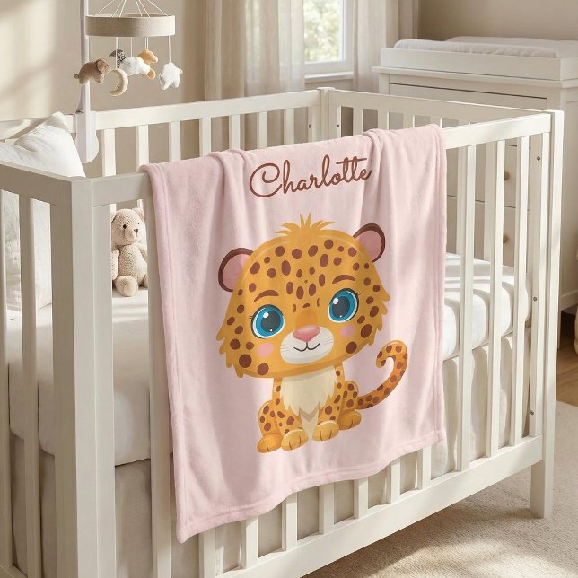 Couverture Polaire Bébé Léopard Mignon Animaux de Safari Enfants (Créateur téléchargé)