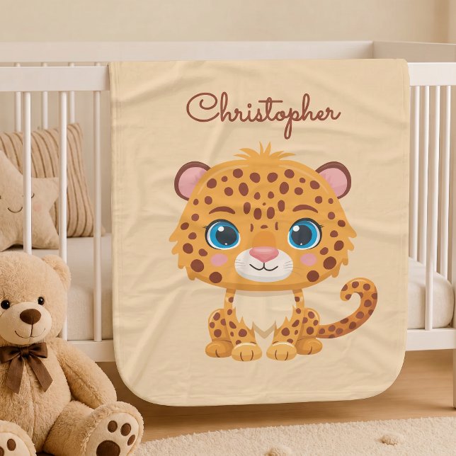 Couverture Polaire Bébé Léopard Mignon Animaux de Safari Enfants (Créateur téléchargé)